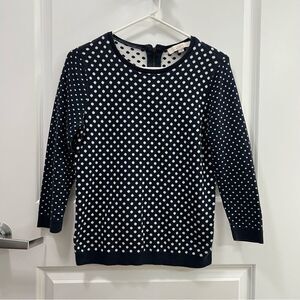 LOFT Navy with White Polka Dot Sweater Size M